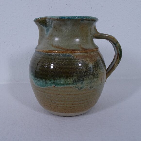 Vintage Pottery Pitcher Handmade Signed Hartman 7.5" Tall Artisan Studio Glazed - Picture 2 of 12